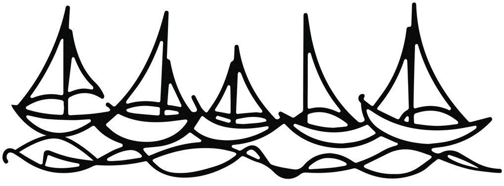 Nástenná kovová dekorácia Ships In Water čierna