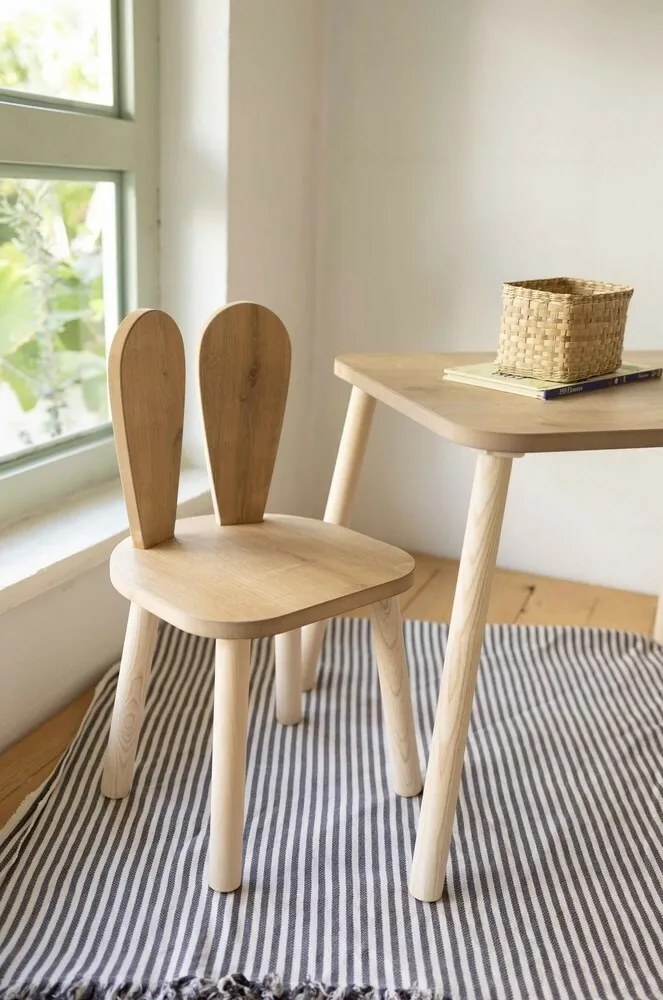 Detská sada stolíka a stoličiek 2 ks Bunny One Chair Set - Brown
