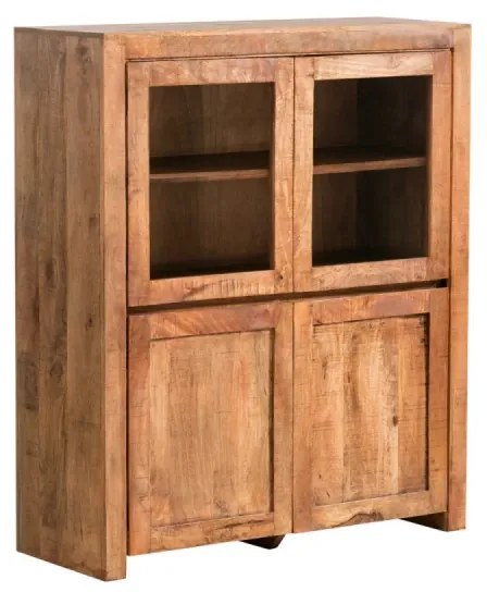 furniture-nabytek.cz - Masívna vitrína Country z mangového dreva, lakovaná, hnedá – 118×45×140 cm