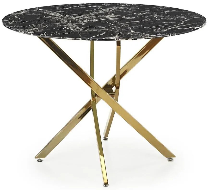 Stôl Raymond 2 100 sklo/oceľ – čierna mramor/zlatá