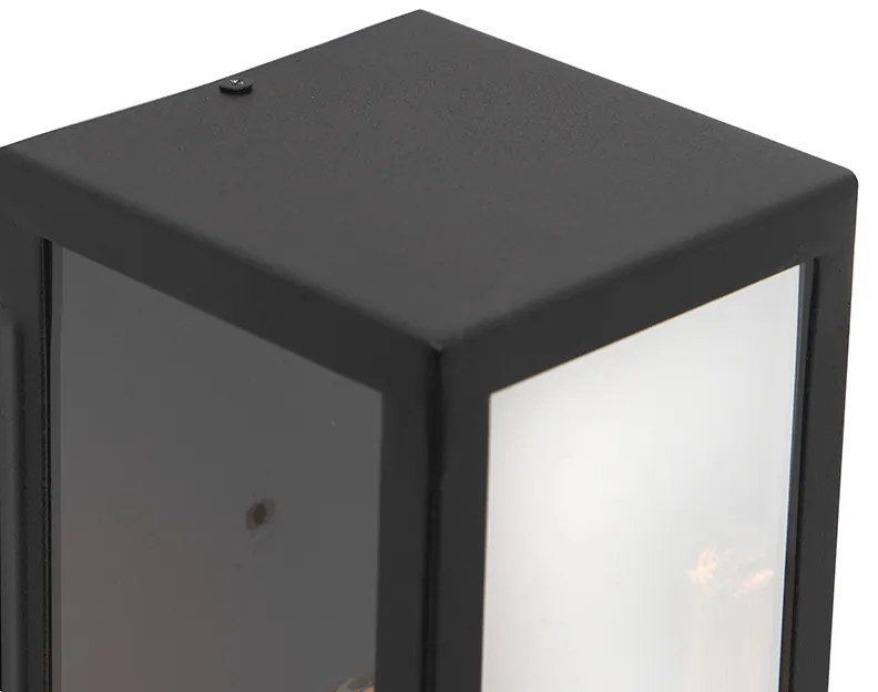 Moderná obdĺžniková vonkajšia nástenná lampa čierna so sklom - Rotterdam Long