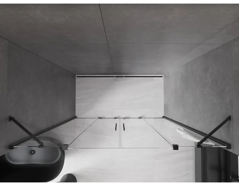 Mexen Velar Duo, posuvné dvere do otvoru 170x200 cm, 8mm číre sklo, čierna matná, 871-170-000-02-70