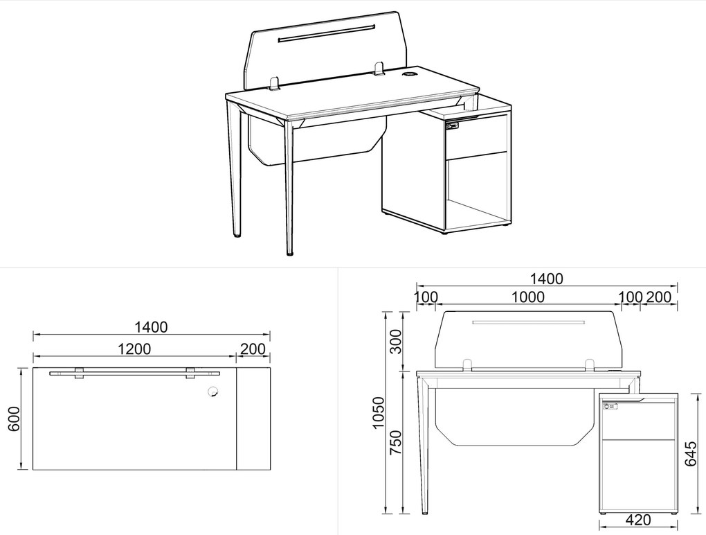Kancelársky stôl s skrinkou Houseland Profit Max 03 1406 dub/biely