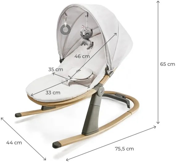 KINDERKRAFT - Detské lehátko ELSU sivé