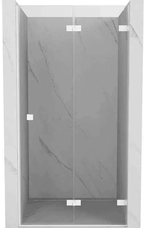 Mexen, Mexen Lunar-F pravé sklápacie sprchové dvere 65 cm, transparentné, biele - 836-065-000-20-00-P