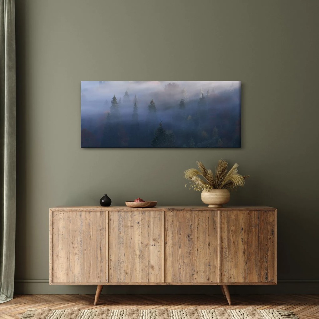 Obraz - Les v hmle, Karpaty, Ukrajina (120x50 cm)