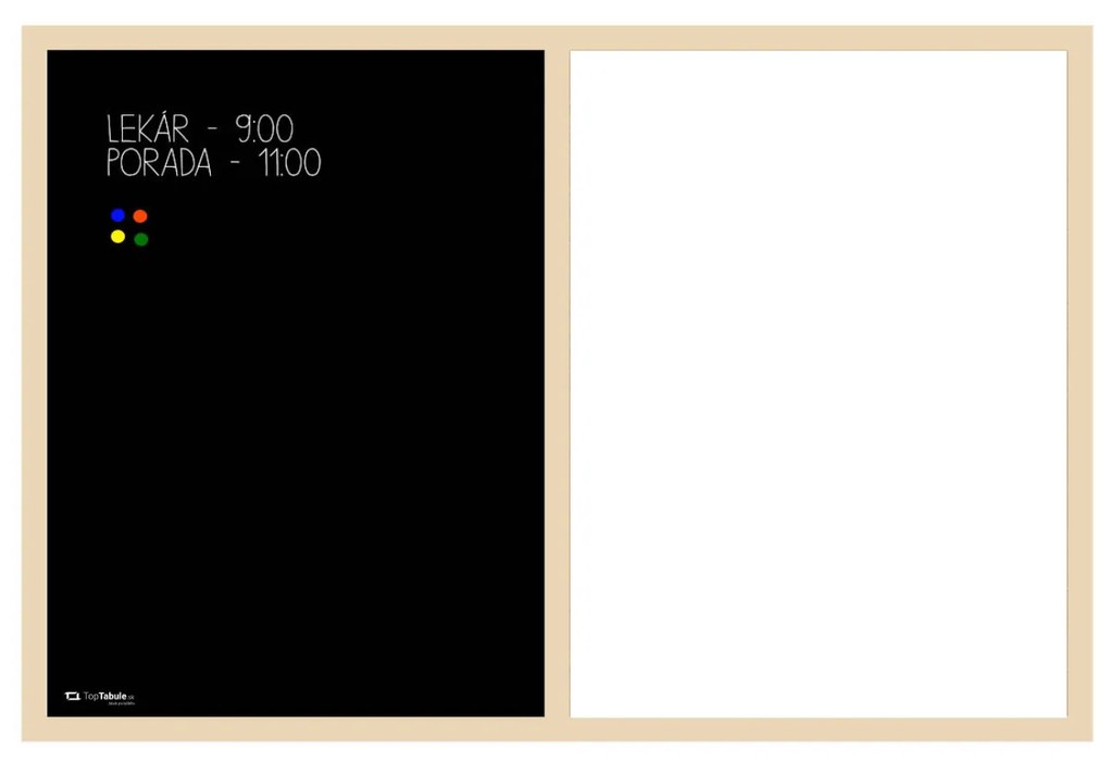 Toptabule.sk  Kombinovaná magnetická tabuľa v drevenom ráme + 5 farieb rámu 200x100 cm