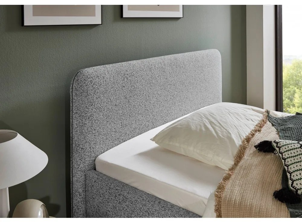 Svetlosivá čalúnená dvojlôžková posteľ s úložným priestorom s roštom 160x200 cm Primo – Meise Möbel