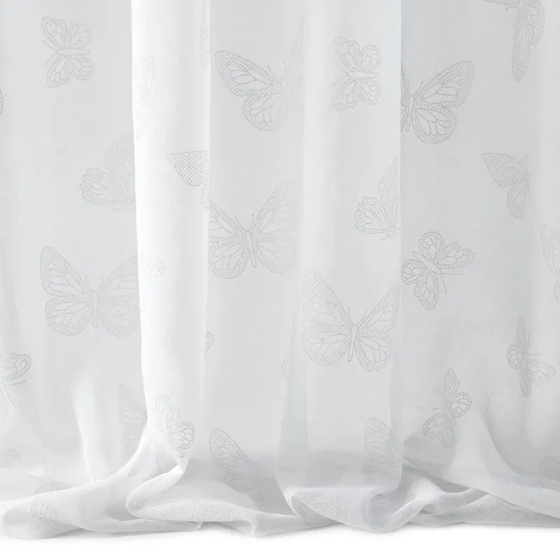 EUROFIRANY Jemný vzdušný záves zdobený potlačou 140 cm x 250 cm biela 100 % polyester