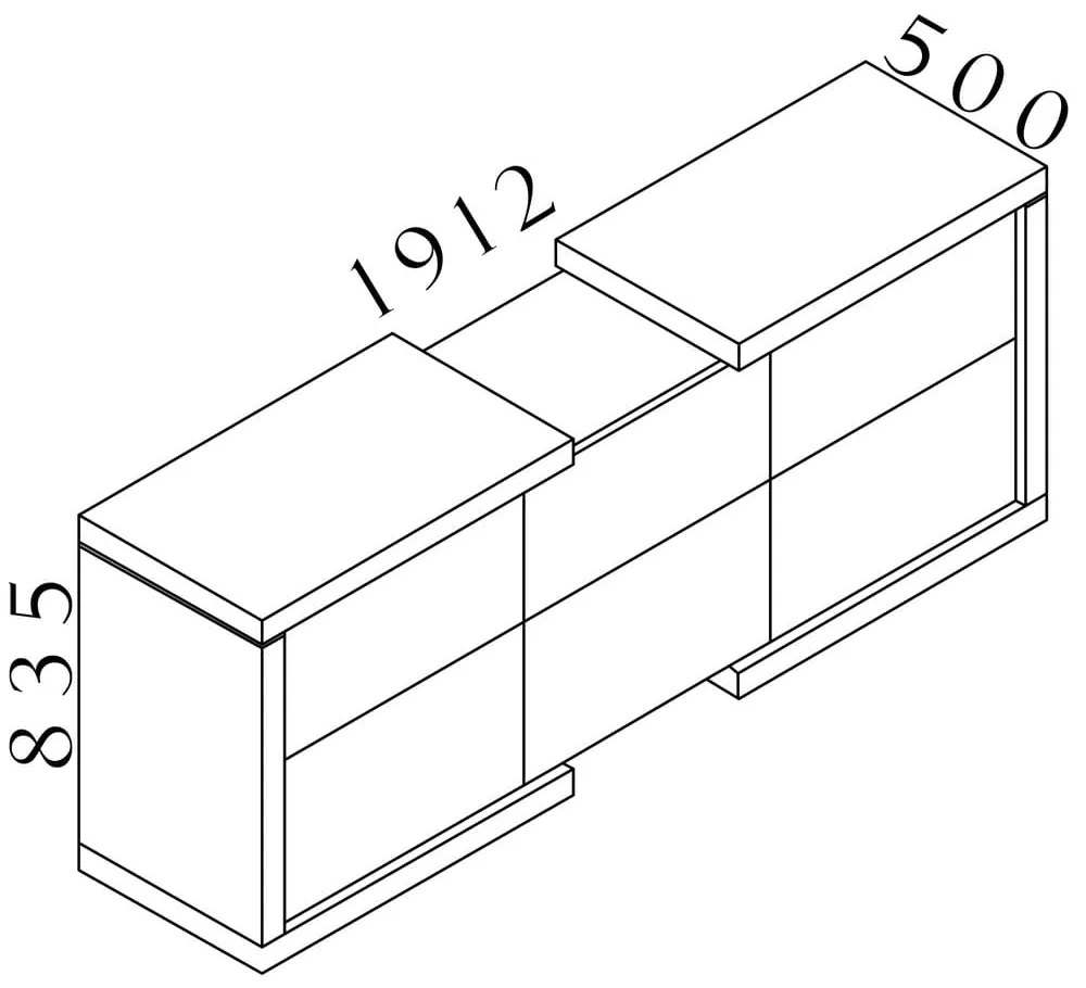 Nízka skriňa Lineart 191,2 x 50 x 83,5 cm, brest svetlý / biela