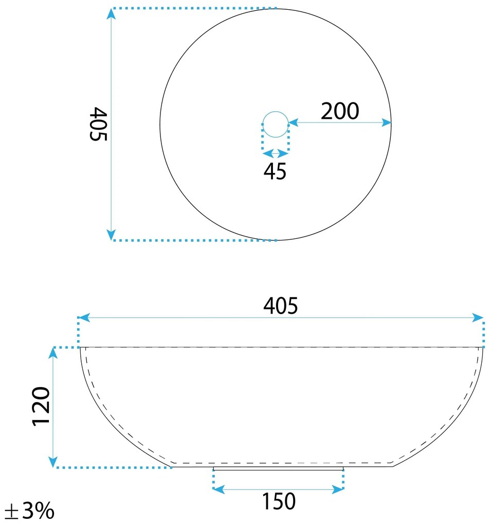 Rea Anika, umývadlo na dosku 405x405x120 mm, biela lesklá, REA-U6367