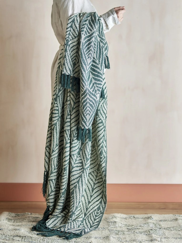 Bloomingville Prehoz z recyklovanej bavlny Ugento Green 130 x 160 cm