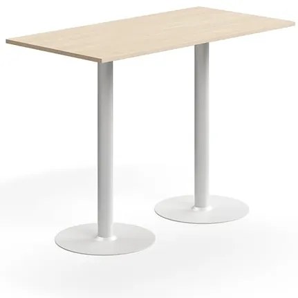 Barový stôl ALVA, 1400x700x1000 mm, HPL, biela/breza