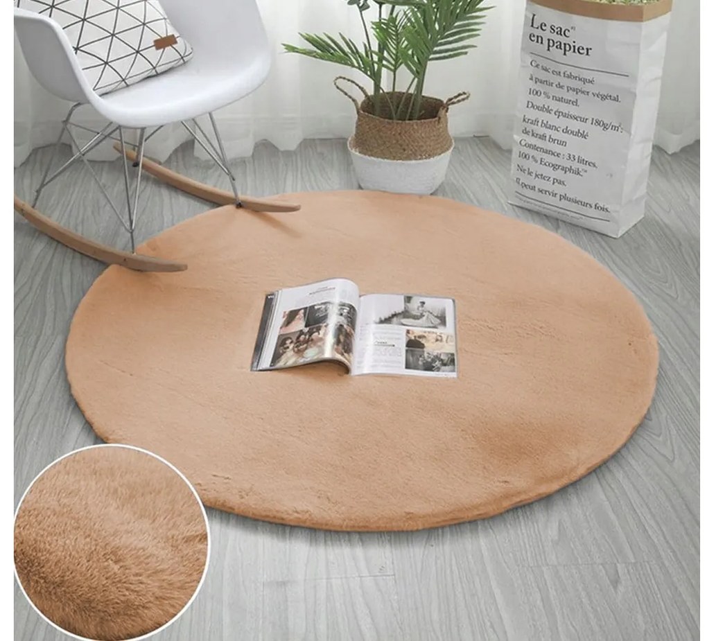 TZ Béžový okrúhly koberec Rabbit Rozmer: 120