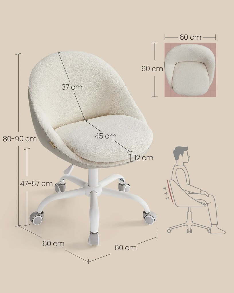 Otočná kancelářská židle Niama bílá/béžová