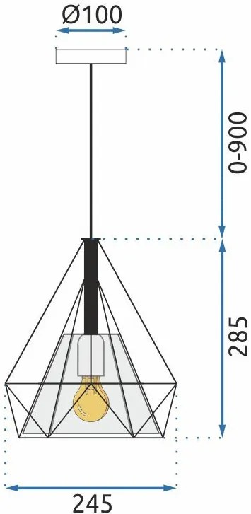 Toolight - Stropné svietidlo závesné jednoduché Bello 1xE27 APP010-1CP, čierna-biela, OSW-06601