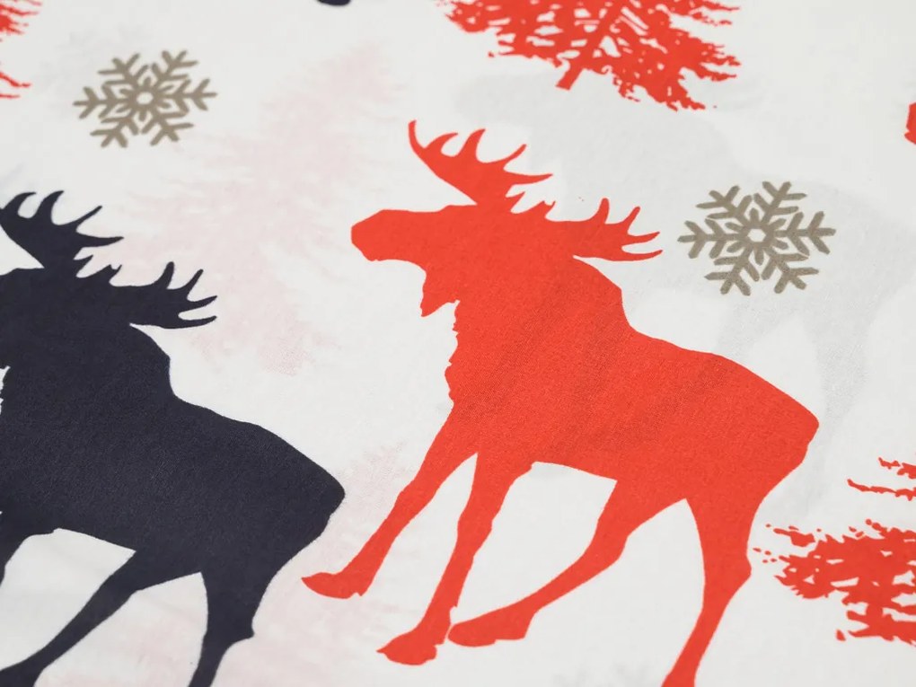Bavlnené obliečky CHRISTMAS MOOSE biele Rozmer obliečky: 2 ks 70 x 90 cm | 200 x 220 cm