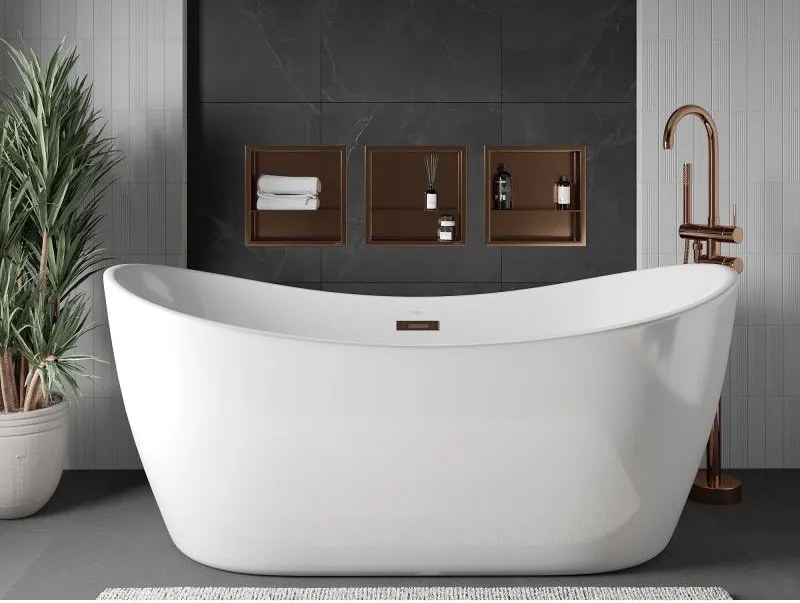 Mexen X-Wall-R, polica na zapustenie s prírubou  30 x 30 cm, medená matná - 19C0303010S