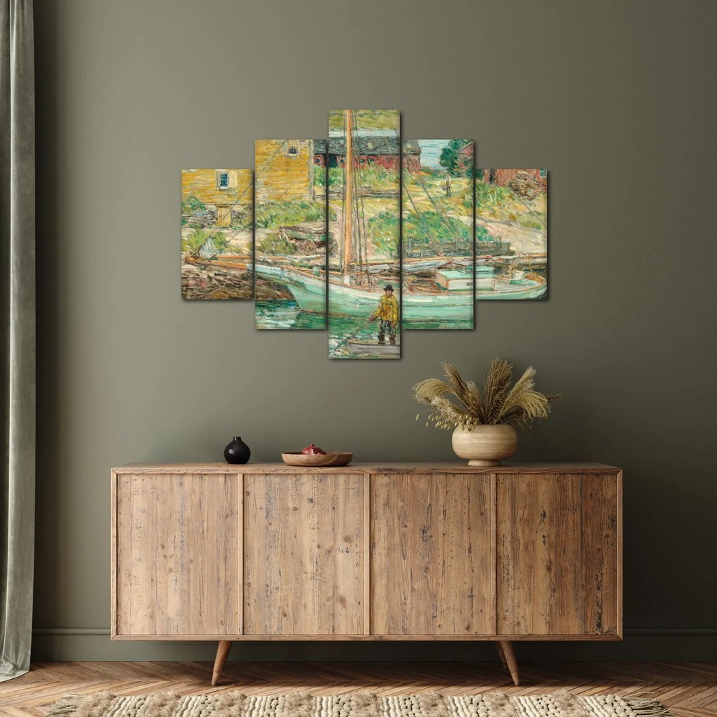 Obraz - Childe Hassam, Oyster Sloop, Cos Cob, reprodukcia (150x105 cm)
