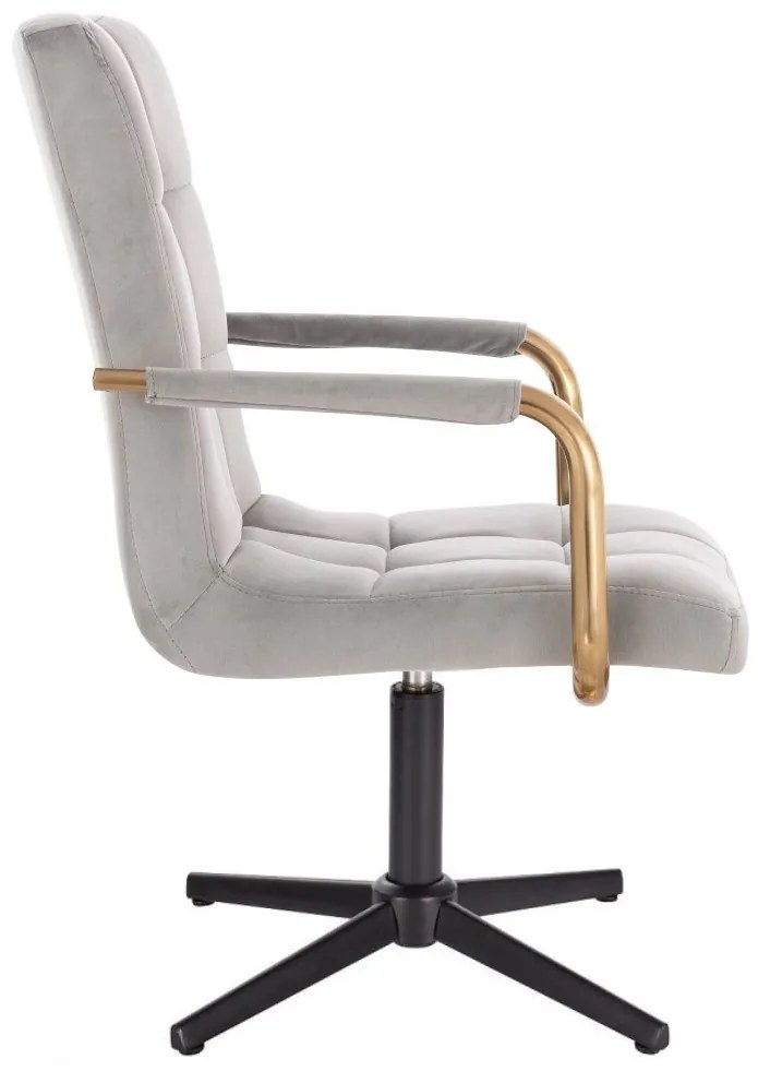 LuxuryForm DESIGN Otočná stolička VERONA GOLD VELUR na čiernom kríži - svetlo šedá