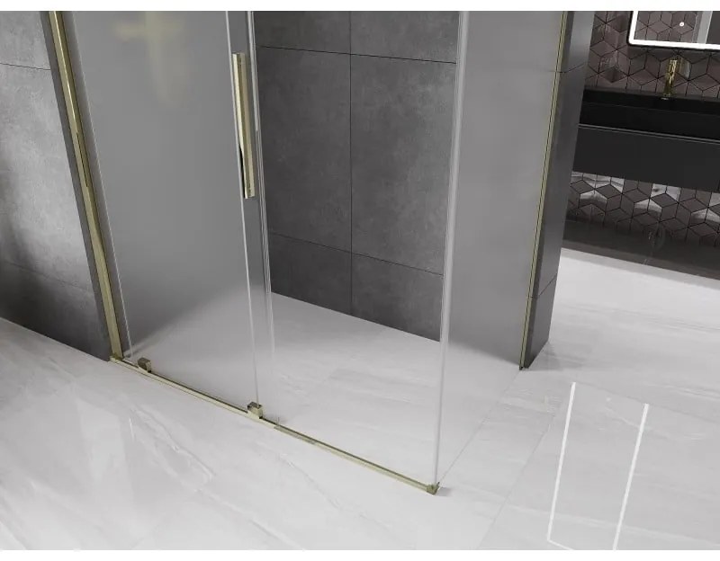 Mexen Velar, sprchový kút s posuvnými dverami 160 x 70 cm, 8mm sklo námraza, zlatá lesklá, 871-160-070-31-50