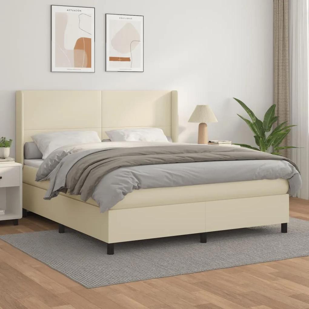 Boxspring posteľ s matracom krémová 160x200 cm umelá koža 3132389