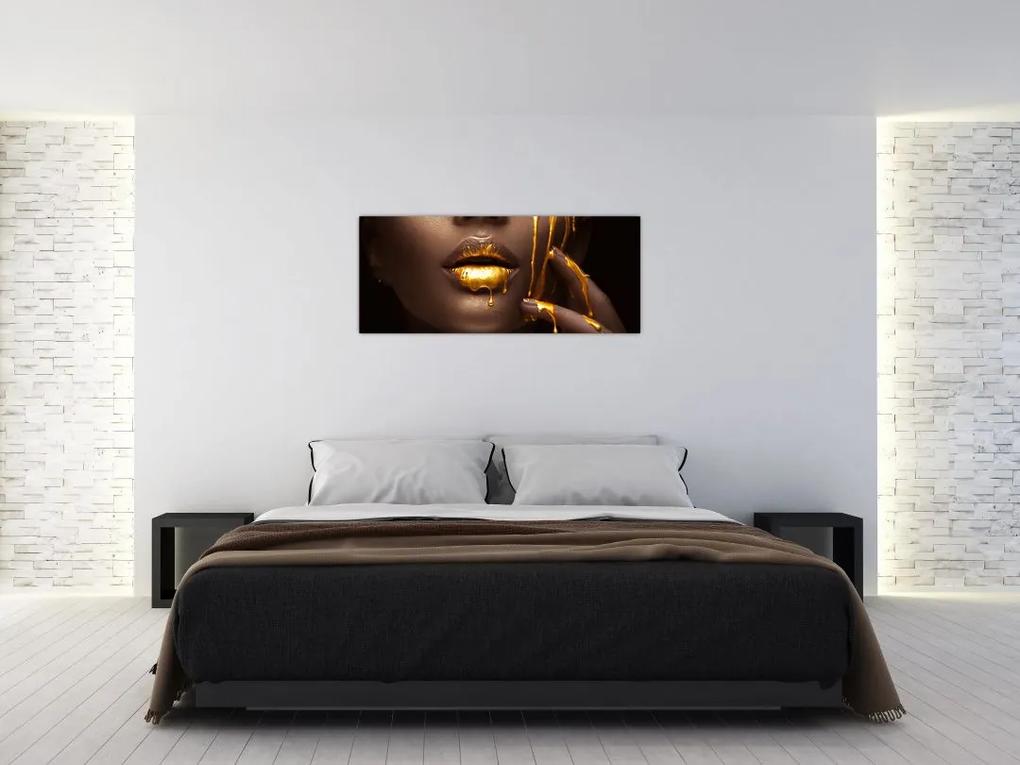 Obraz - Žena so zlatými perami (120x50 cm)