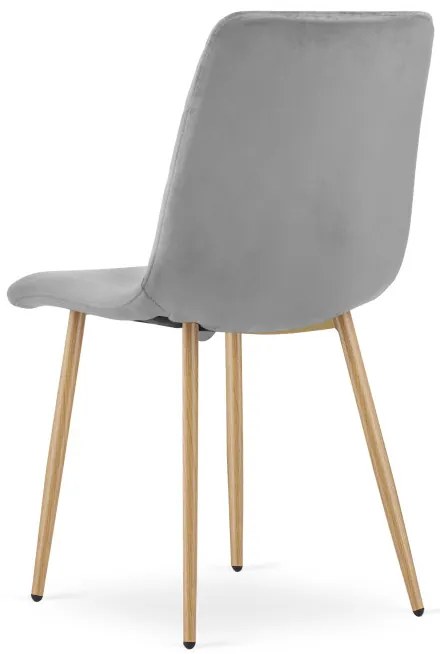 Set dvoch jedálenských stoličiek TURIN zamatové, svetlosivé / hnedé nohy (2 ks)