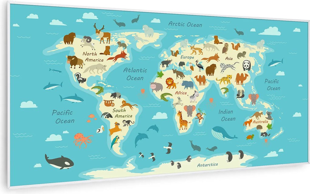 Klarstein Wonderwall Air Art Smart, infračervený ohrievač, 120 x 60 cm, 700 W, mapa so zvieratami