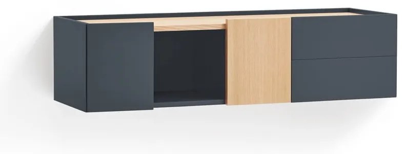 Nízka komoda v dekore duba v antracitovo-prírodnej farbe 110x23 cm Otto – Teulat