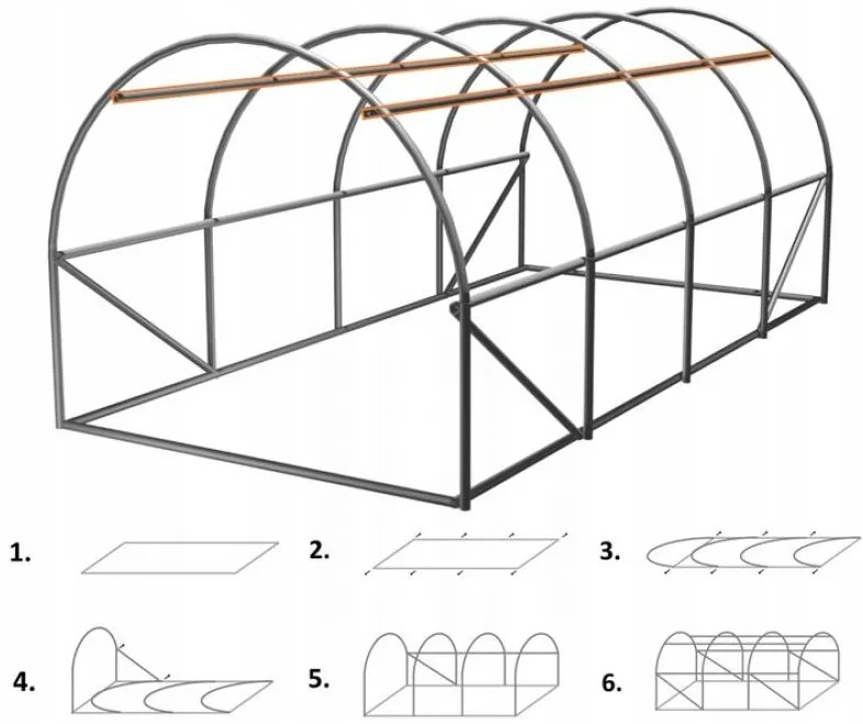 GARDEN LINE Fóliovník 4,5x2x2m s dodatočným vetraním GardenLine - TUN3927