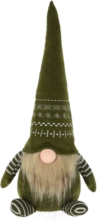Vianočný škriatok s dlhou zelenou čiapkou 49 cm