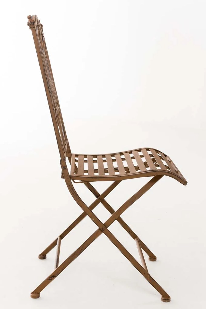 Kovová skladacia stolička Sibell - Hnedá antik