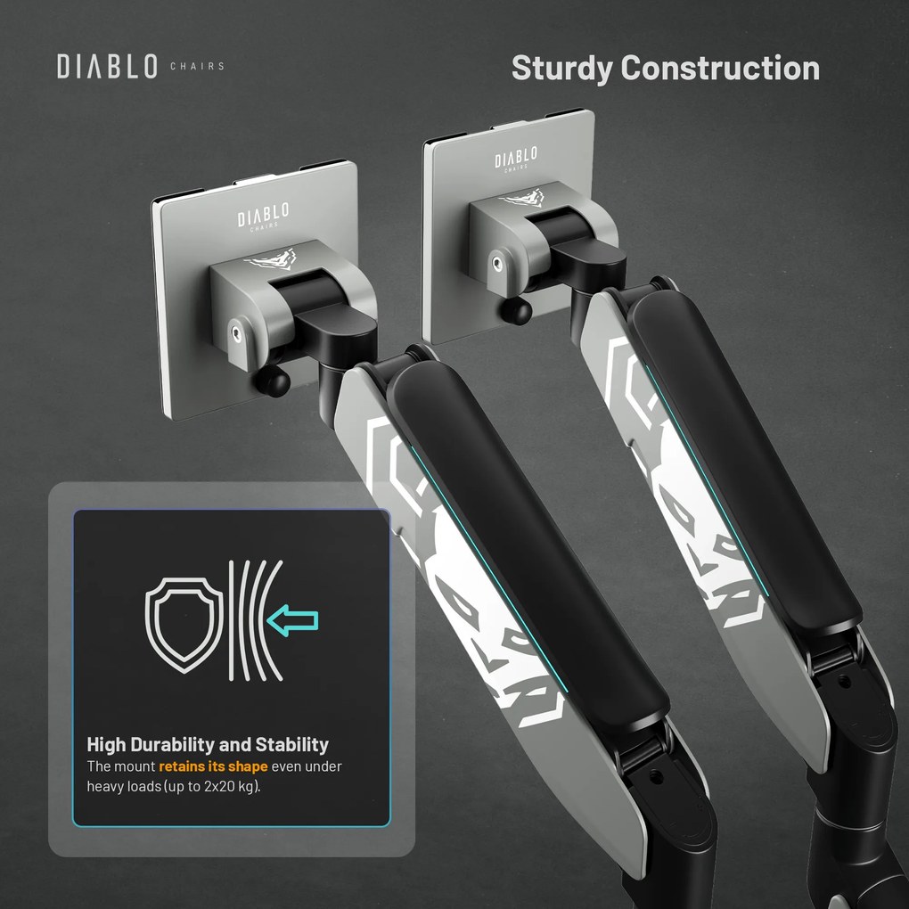 Dvojitý držiak na monitory 49 palcov, sivá-čierna RGB X-Arm Dual
