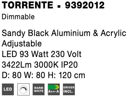 LED luster Torrente 80 čierne