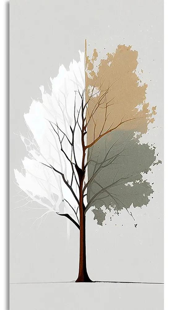 Obraz trojfarebný minimalistický strom Varianta: 50x100