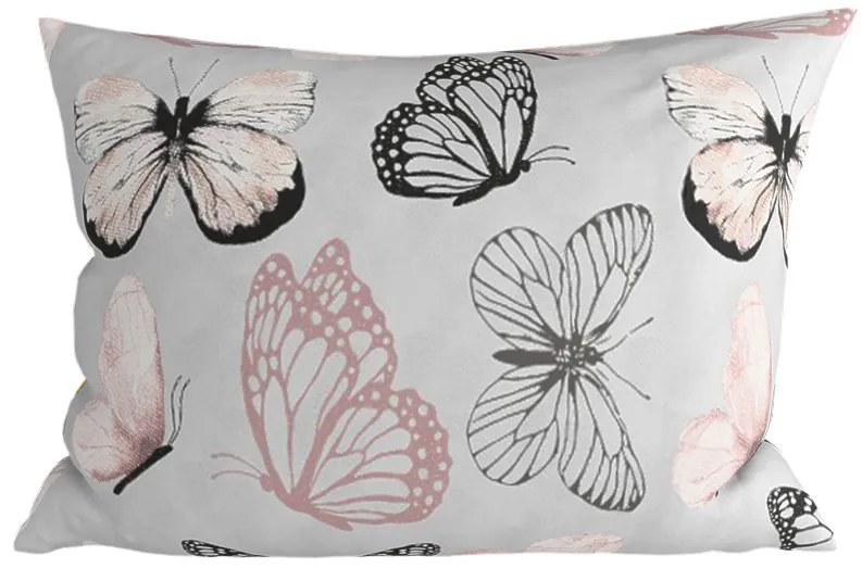 Súprava 2 ks dekoračných obliečok na vankúš z mikrovlákna MY BUTTERFLY 50x70 cm, svetlo sivá