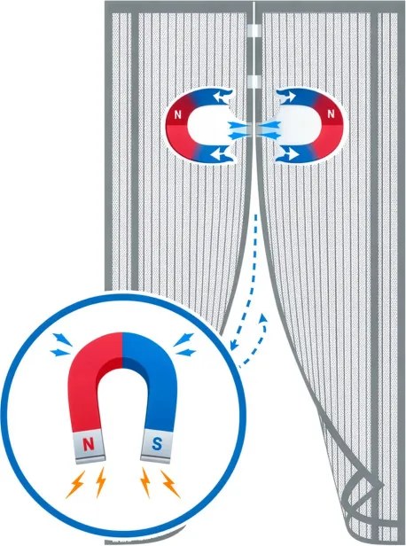 Magnetická sieťka proti hmyzu sivá