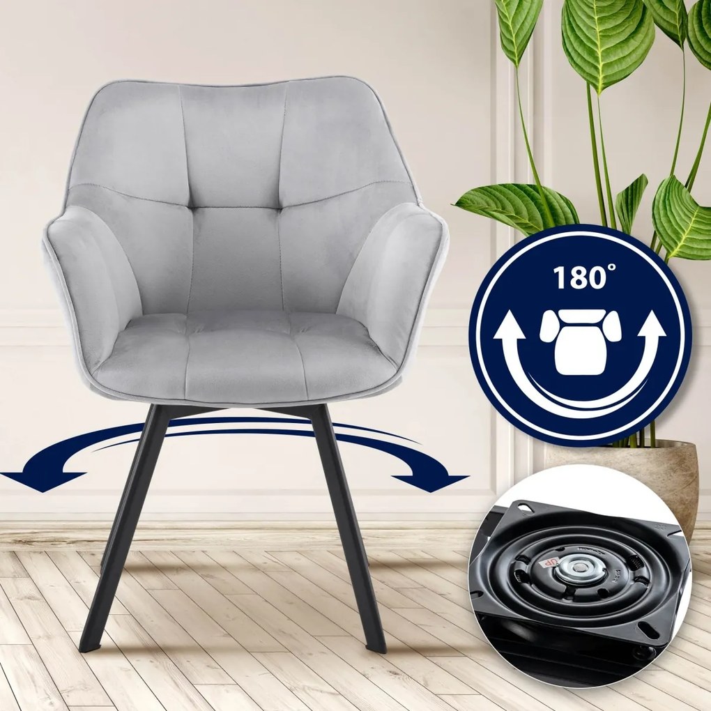 Jedálenská stolička Jordi zamat - tmavo šedá