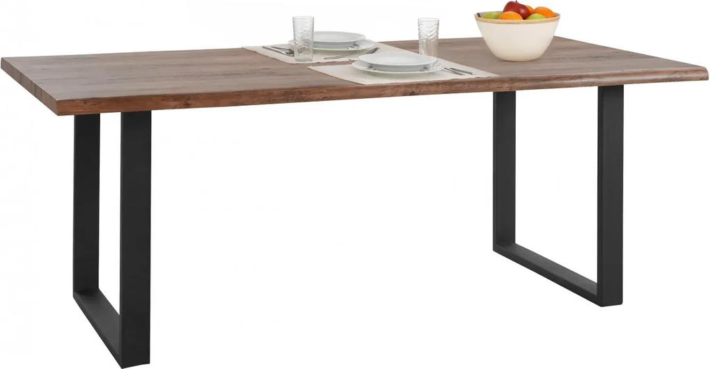 Jedálenský stôl Sinc, 200 cm, hnedá/čierna