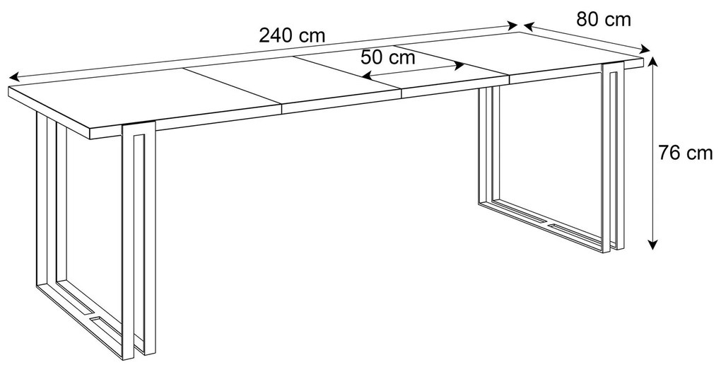 Jedálensky rozkladací stôl KALEN II čierna matná Rozmer stola: 160/260x90cm