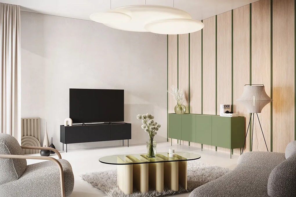 TV stolík Desin 170 cm - čierny mat / dub nagano