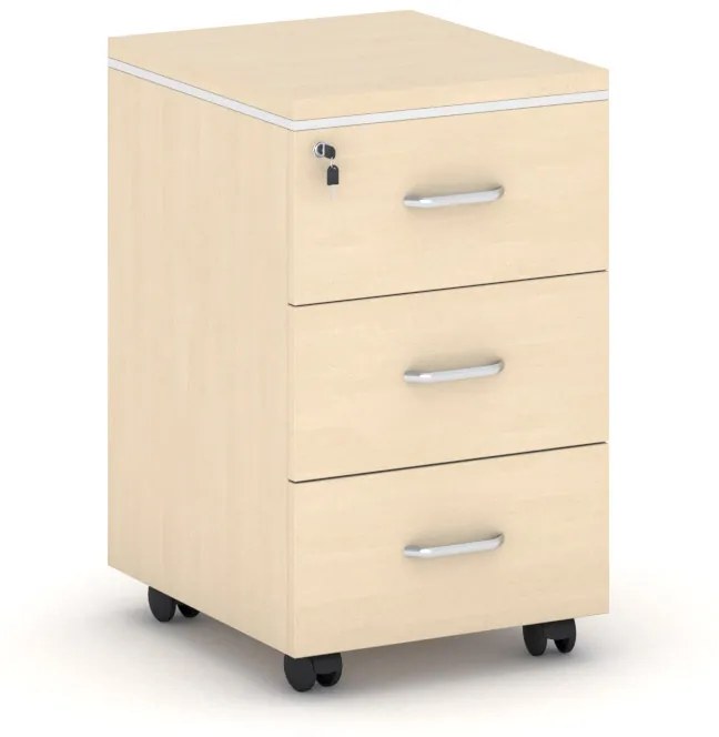 Kancelársky zásuvkový kontajner na kolieskach ARRISTO LUX, 3 zásuvky, breza