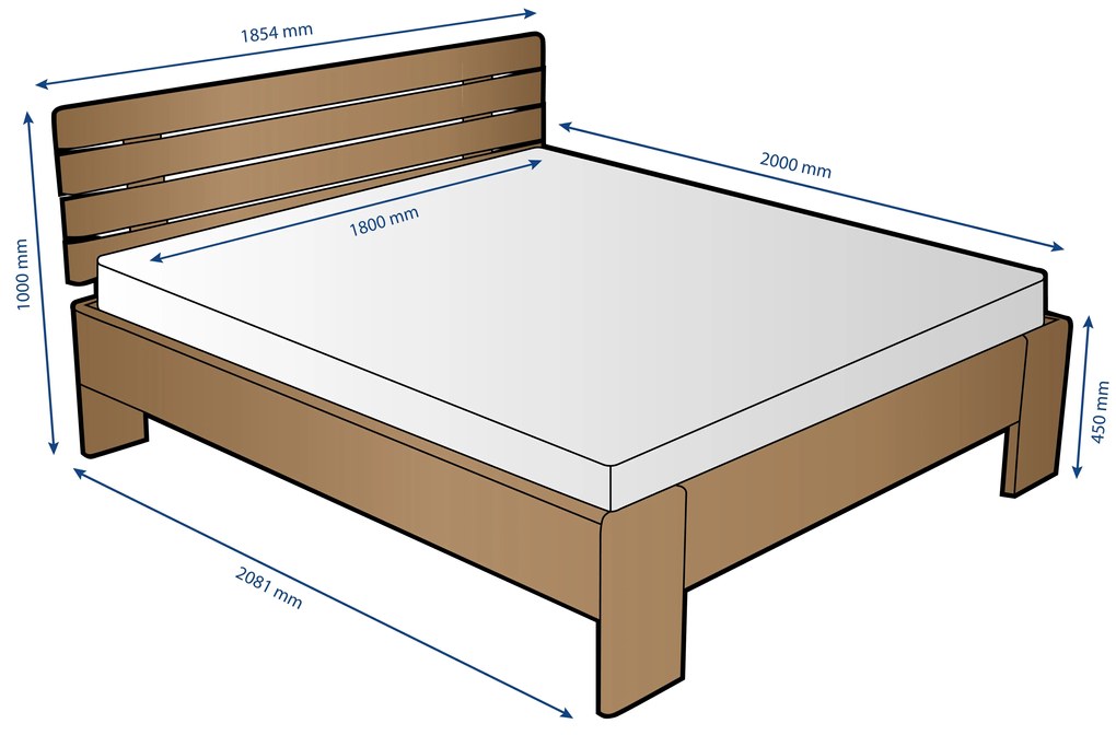 Amara Beds Masívna posteľ Tesa z buku s originálnym čelom, 180x200 cm, prevedenie BO101