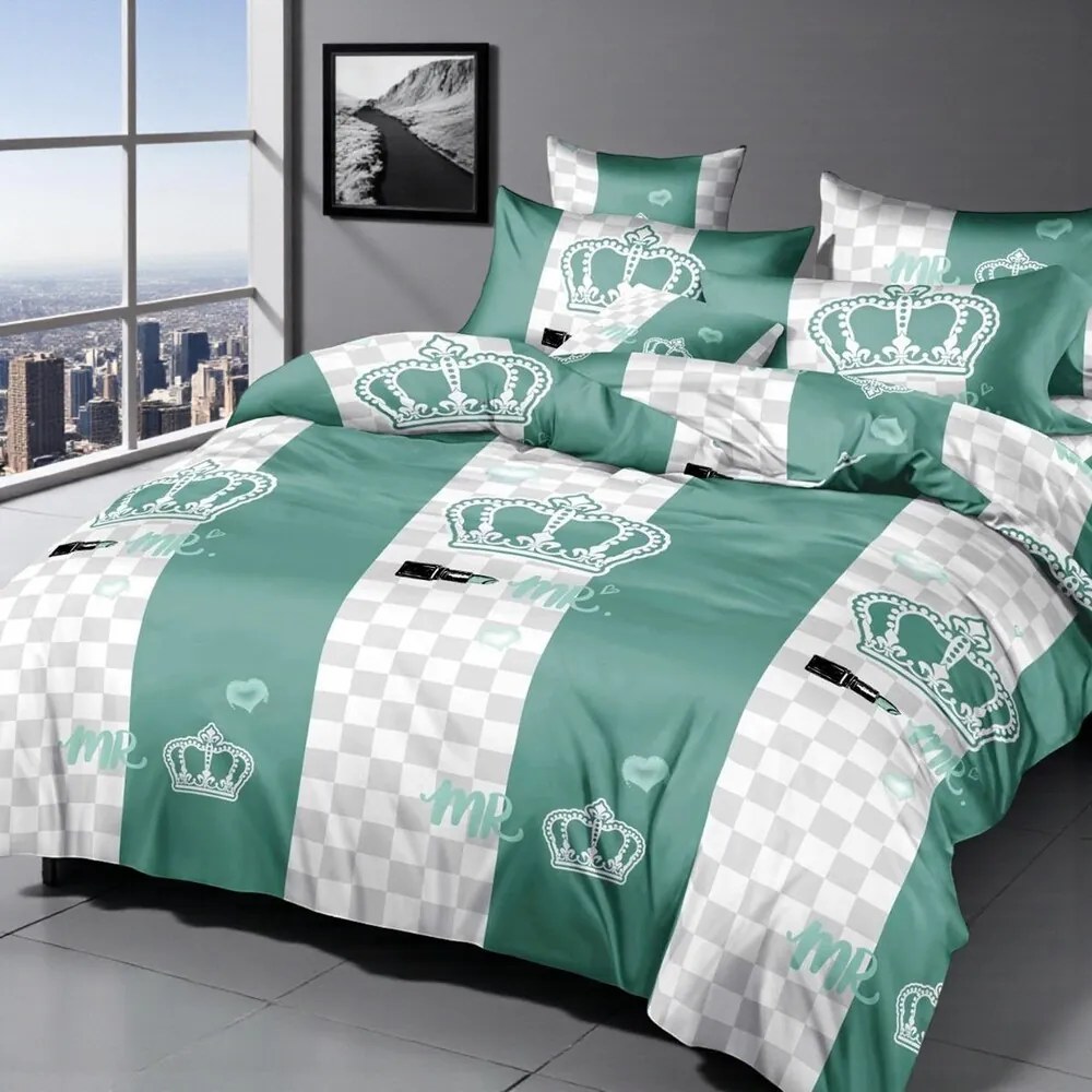 Obliečky CROWN GREEN 7-dielna sada 140x200 cm