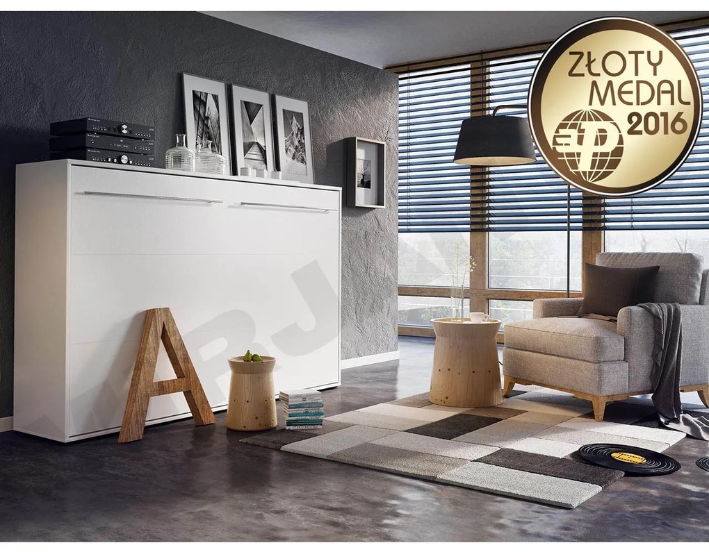 Skladacia posteľ Concord Pro II, Farby: biely / biely lesk, Rozmer postele: 140x200