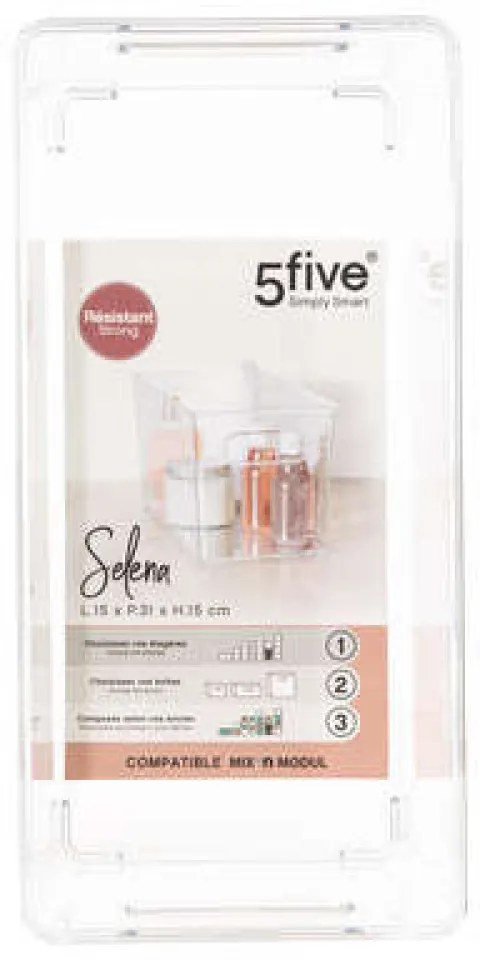 5Five® Transparentný box, viacúčelový, s rúčkami SELENA, 31x15x15