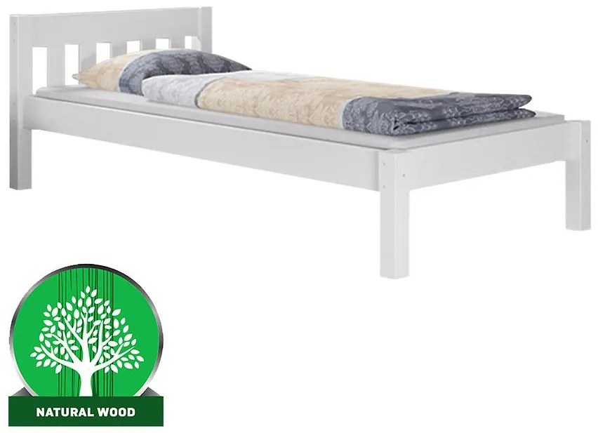 Posteľ Pino 100x200 borovica morená biela