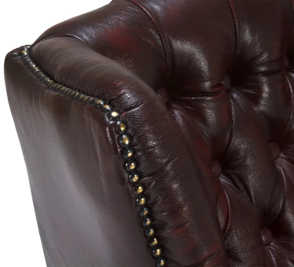 furniture-nabytek.cz - Kreslo ušák Chesterfield Pittsfield z pravej kože, červené