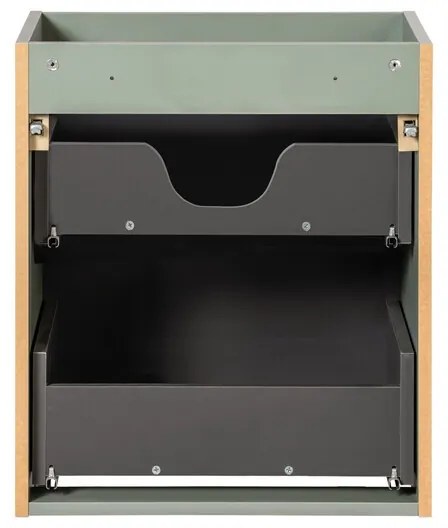 Závěsná skříňka pod umyvadlo Line Reed Green s deskou 100 cm zelená/dub casella